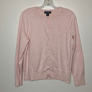 LANDS’ END Cardigan Sweater Pink Button Front Classic M/P (10-12)